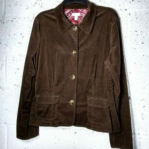 Charter Club Brown Corduroy Shacket Blazer Jacket Petite Large LP